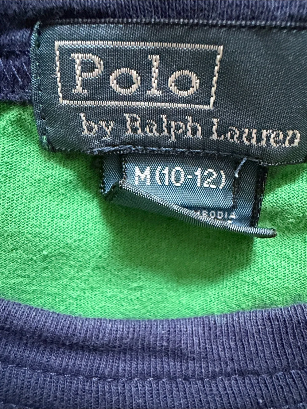 Ralph Lauren Green Short-Sleeve Tee with Navy Trim and Polo Crest